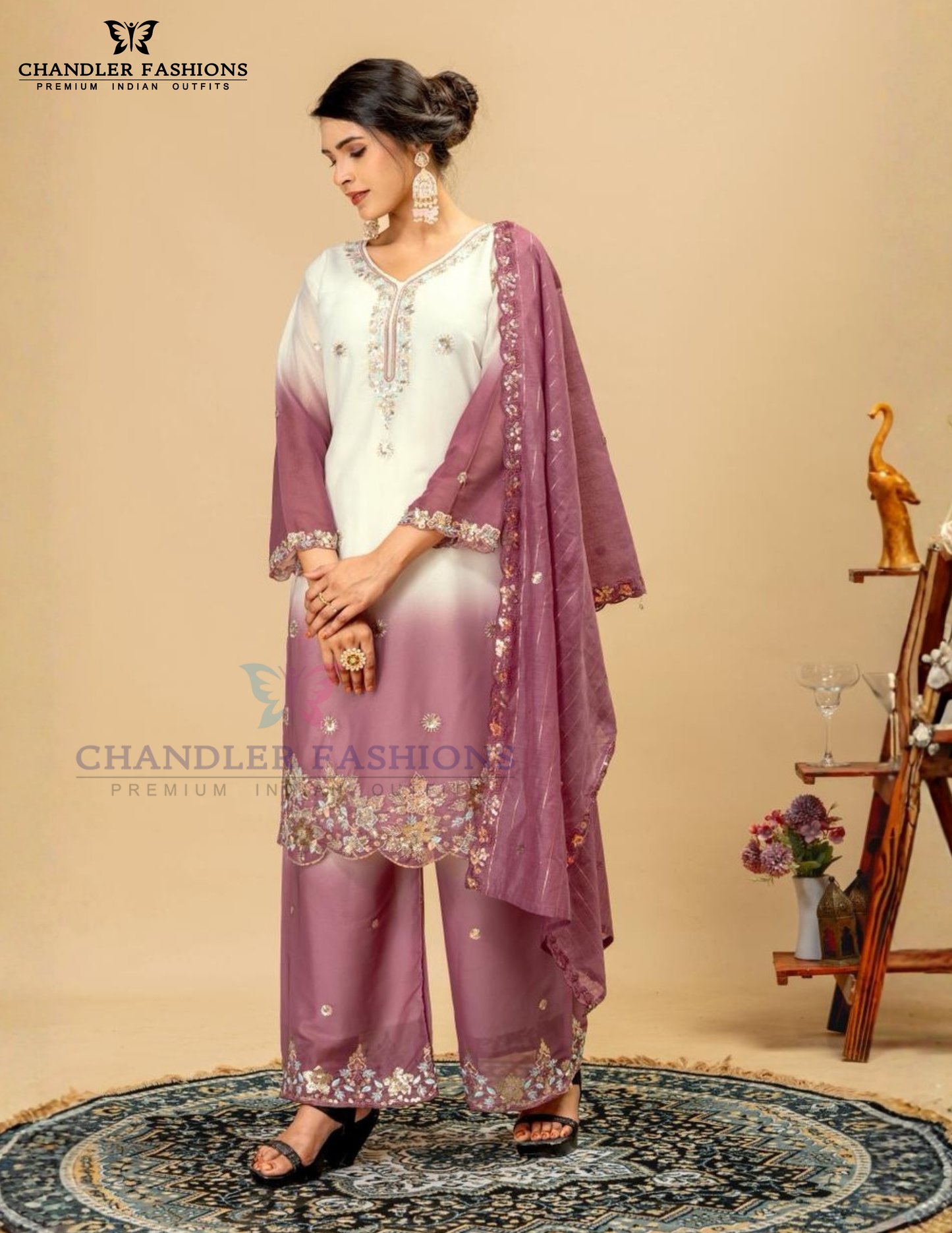 Purple Color Georgette With Sequins And Embroidery Work Palazzo Suits Near Me