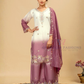 Alluring White And Purple Color Georgette With Sequins And Embroidery Work Palazzo Suits