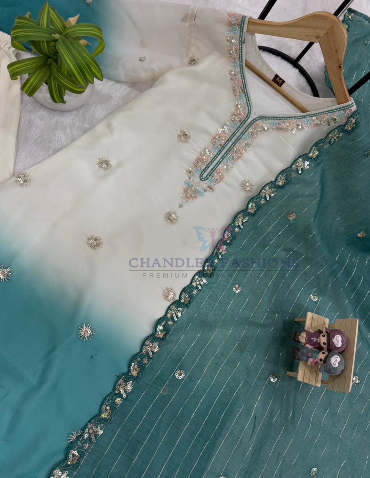 Sequins And Embroidery Work Palazzo Suits In Tempe