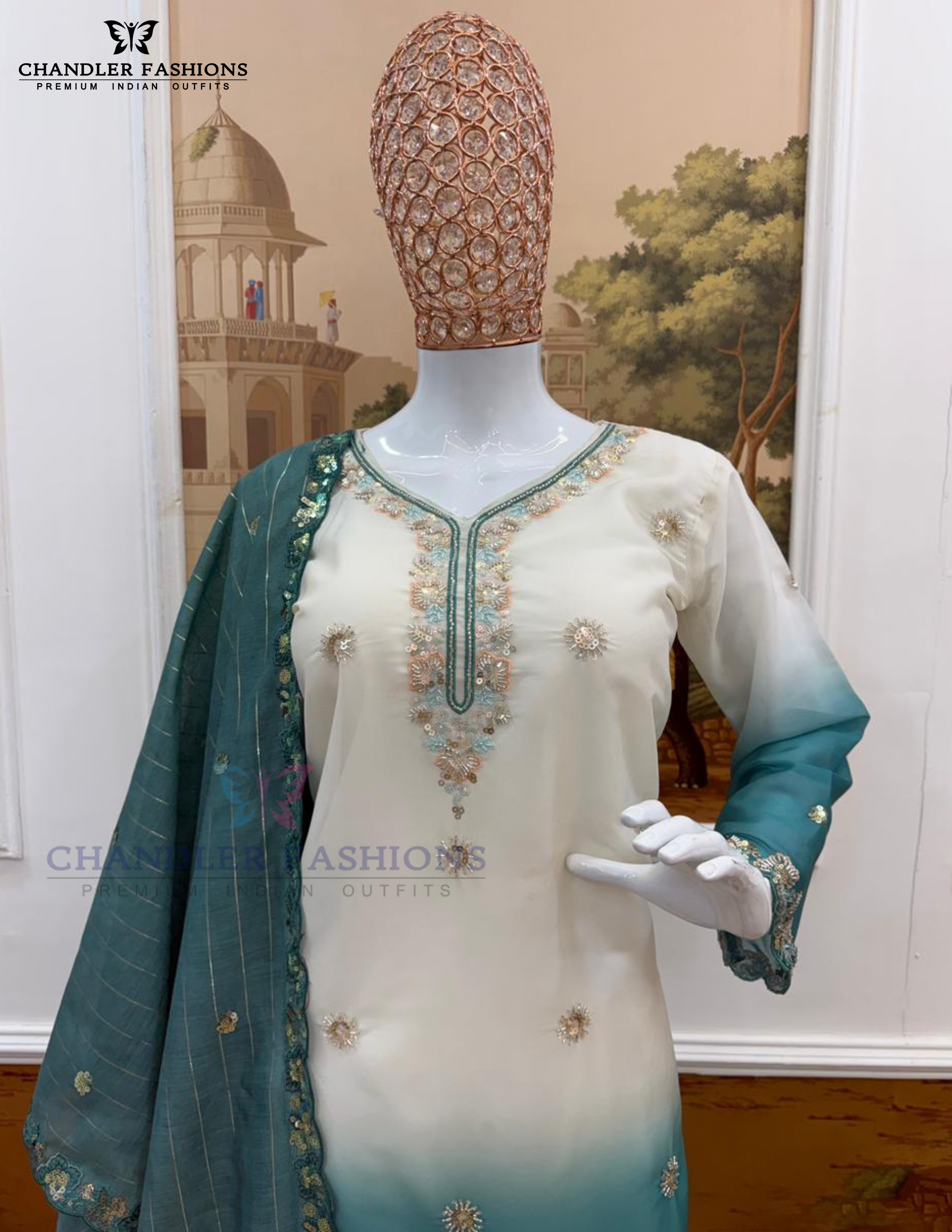 Blue Color Georgette Palazzo Suits In Phoenix