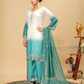Amazing White And Blue Color Georgette With Sequins And Embroidery Work Palazzo Suits