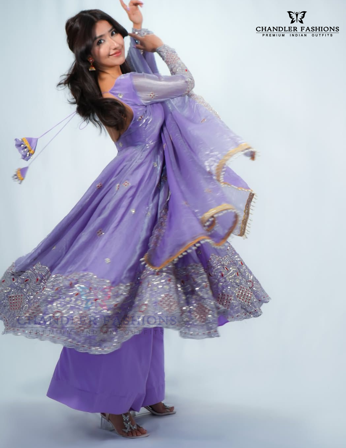 Lavender Color Fendy Satin With Embroidery Work Anarkali Suits Near Me