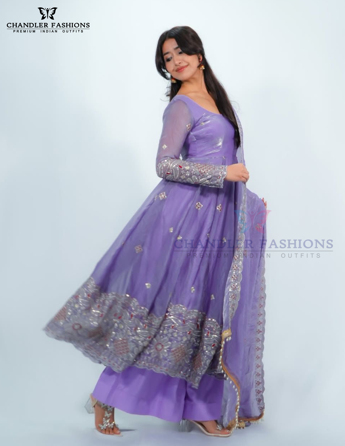 Stunning Lavender Color Fendy Satin With Embroidery Work Anarkali Suits For Women