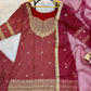 Maroon Color French Crepe With Embroidery Work Sharara Suits In USA