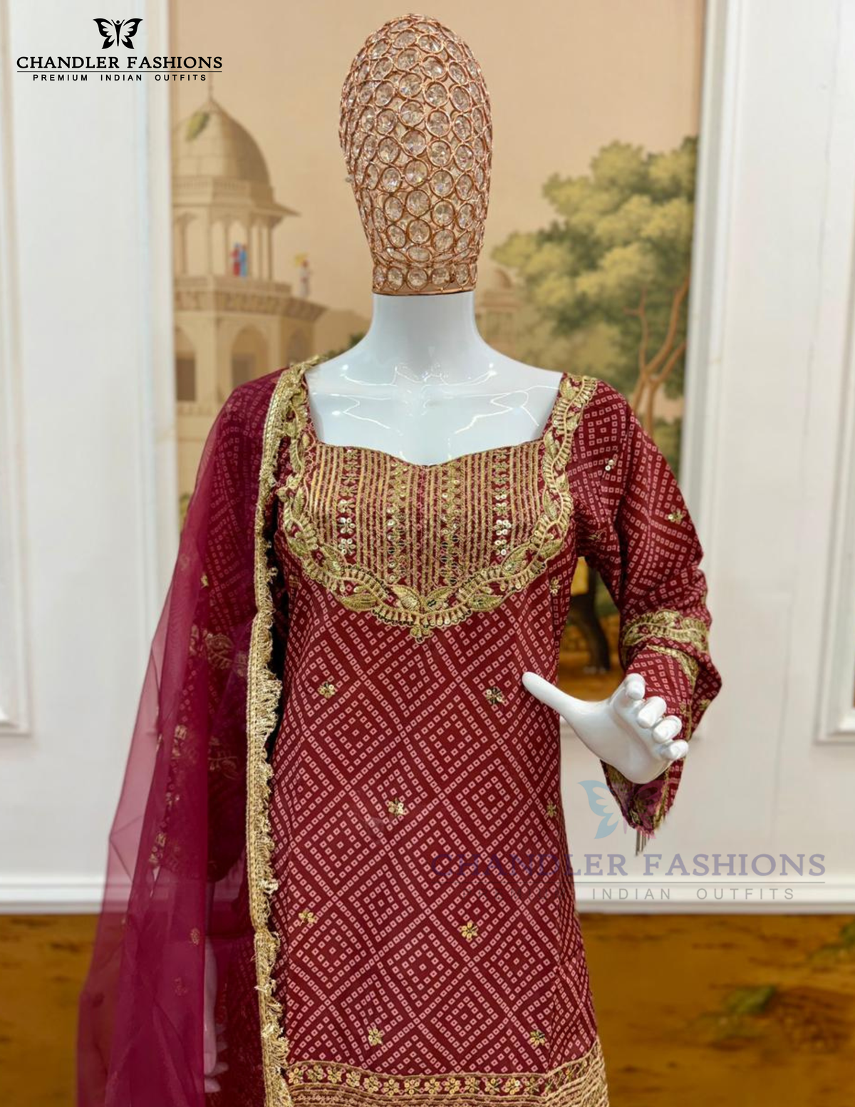 Maroon Color French Crepe With Embroidery Work Sharara Suits Near Me