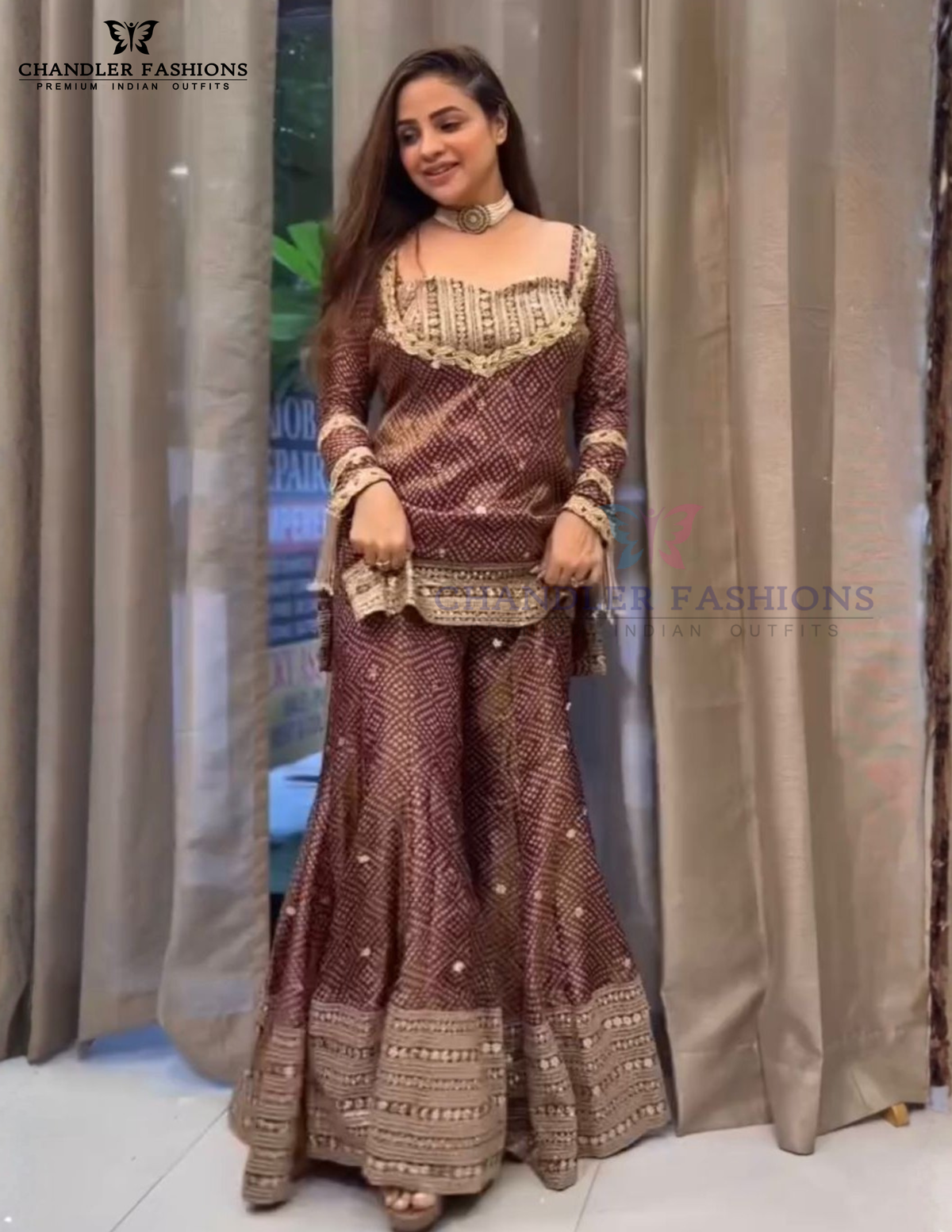 Maroon Color French Crepe Sharara Suits In Chandler