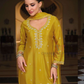 Mustard Yellow Color Chinon With Embroidery Work Sharara Suits Near Me