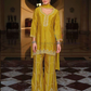 Amazing Mustard Yellow Color Chinon With Embroidery Work Sharara Suits For Women