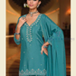 Bluish Green Color Chinon With Embroidery Work Sharara Suits Near Me