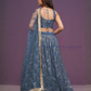 Blue Color Net With Sequins And Embroidery Work Lehenga Choli in USA