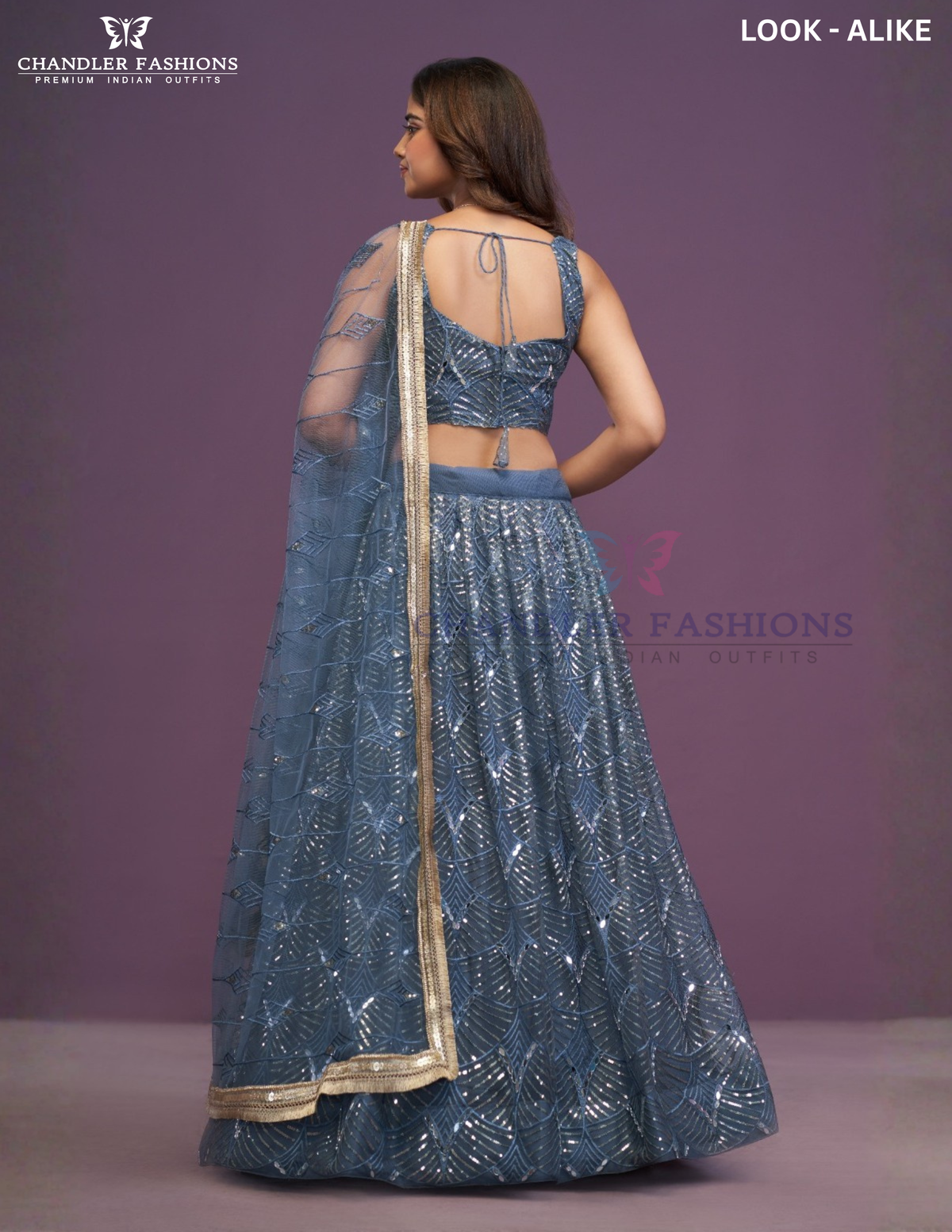 Blue Color Net With Sequins And Embroidery Work Lehenga Choli in USA