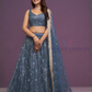 Amazing Blue Color Net With Sequins And Embroidery Work Lehenga Choli With Dupatta