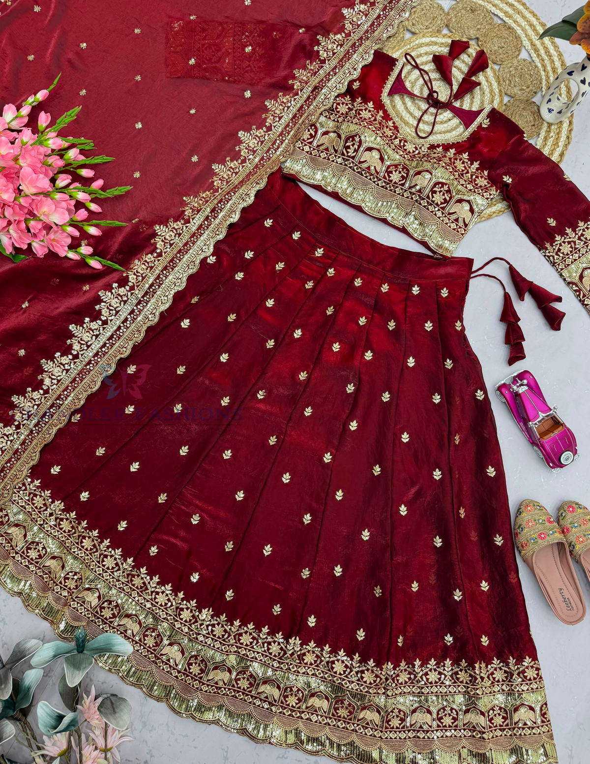 Maroon Color Fendy Silk Lehenga Choli With Dupatta In Prescott