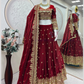Maroon Color Embroidery And Sequins Work Lehenga Choli In Mesa