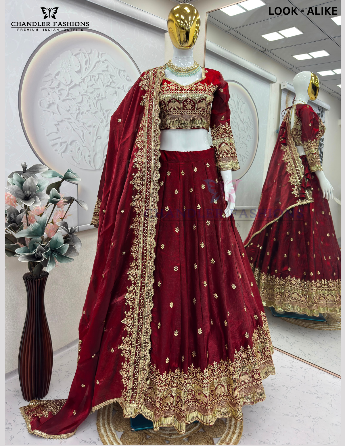Maroon Color Embroidery And Sequins Work Lehenga Choli In Mesa