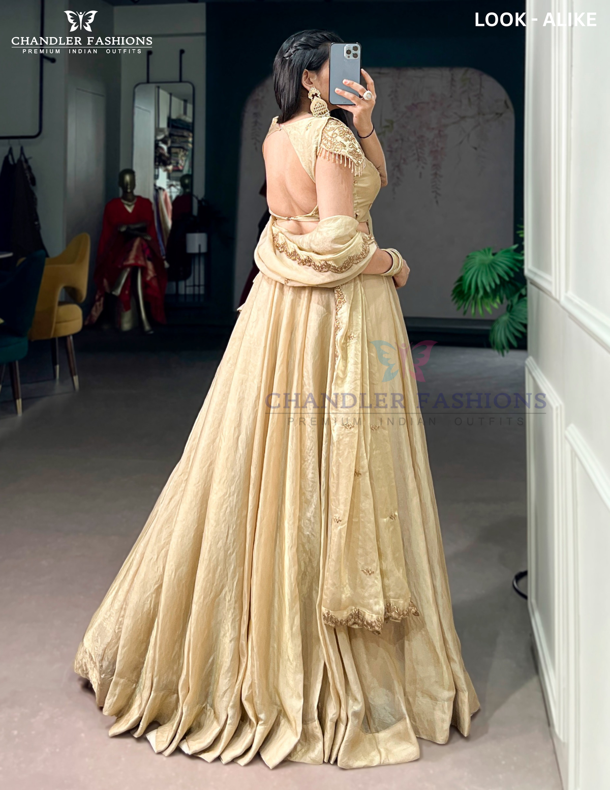 Golden Color Fendy Silk Lehenga Choli With Dupatta In USA