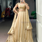 Stunning Light Gold Color Fendy Silk With Sequins And Embroidery Work Lehenga Choli With Dupatta