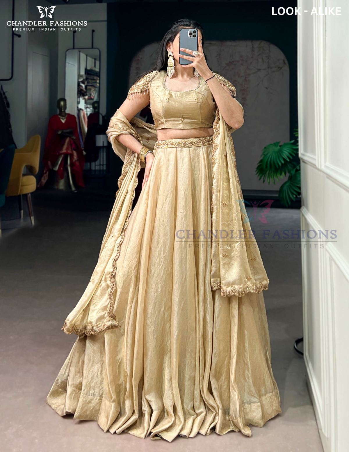 Stunning Light Gold Color Fendy Silk With Sequins And Embroidery Work Lehenga Choli With Dupatta