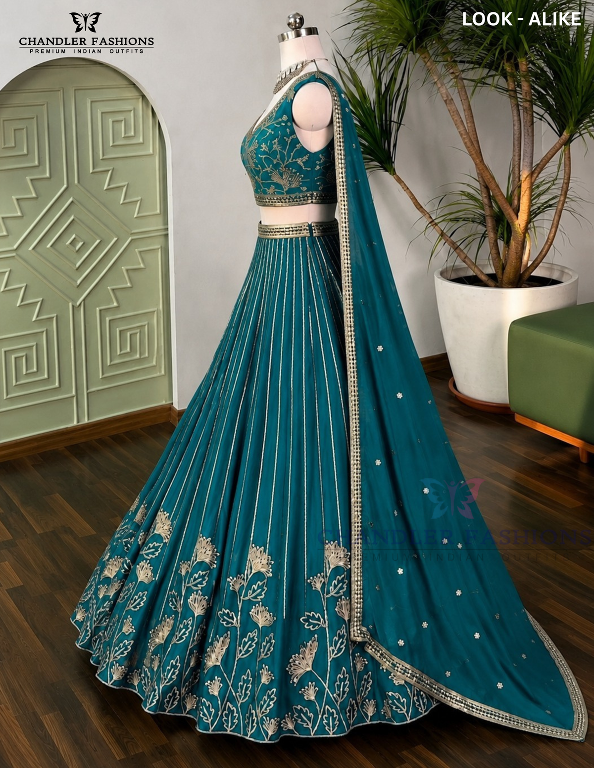 Teal Green Color Georgette With Sequins And Embroidery Work Lehenga Choli In USA