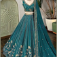 Alluring Teal Green Color Georgette With Sequins And Embroidery Work Lehenga Choli With Dupatta