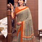 Black And Orange Color Border Mul Mul Cotton Printed Work Saree Near Me