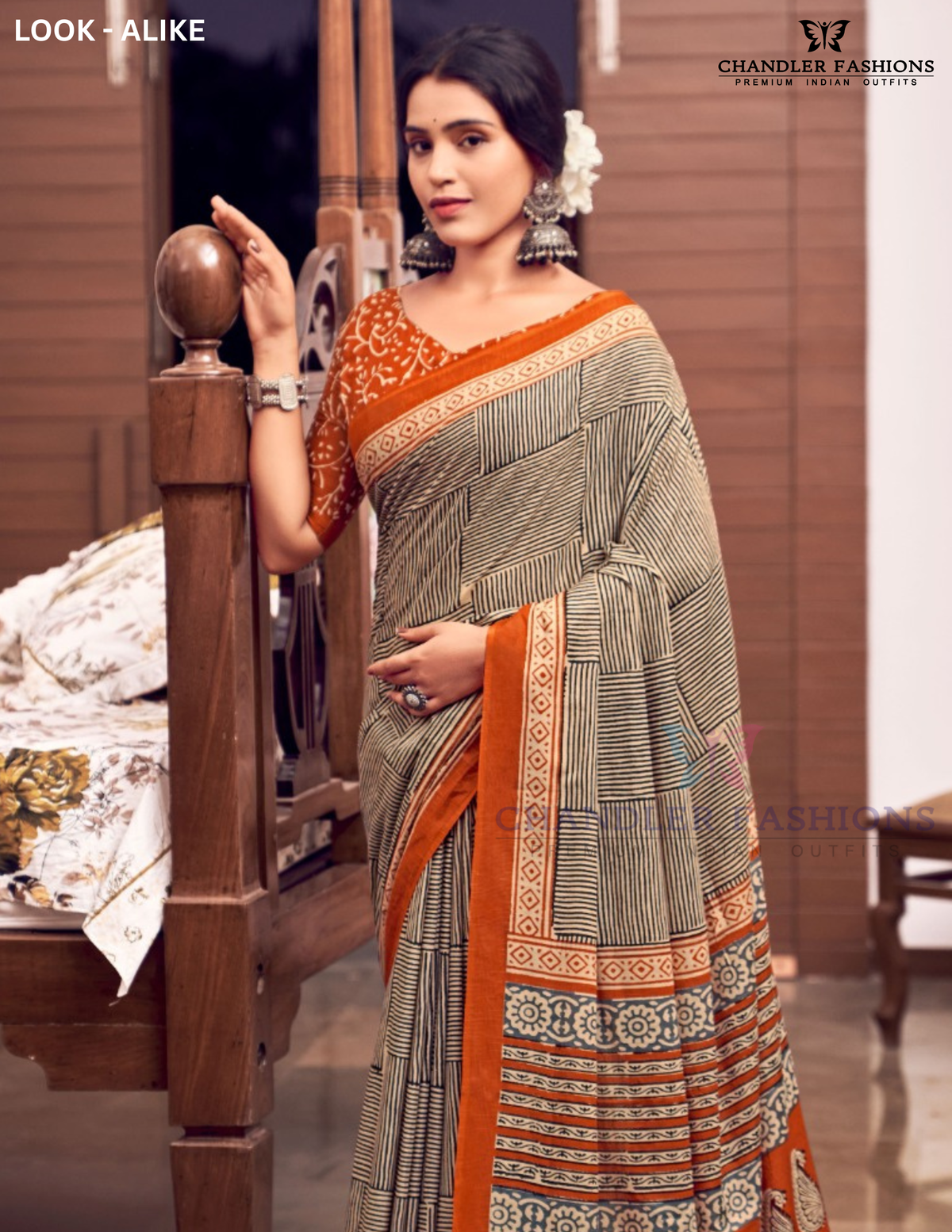 Black And Orange Color Border Mul Mul Cotton Printed Work Saree Near Me