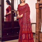 Amazing Dark Red Color Mul Mul Cotton With Floral Motif Printed Work Saree