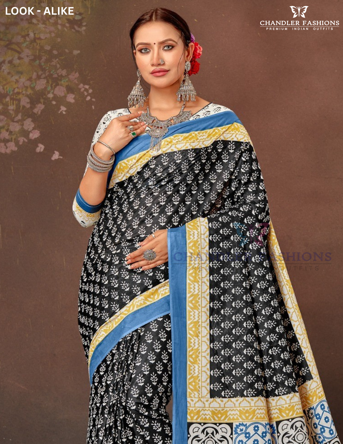 Black Color Mul Mul Cotton With Printed Work Saree Near Me