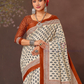 Light Beige Color Mul Mul Cotton With Printed Work Saree Near Me