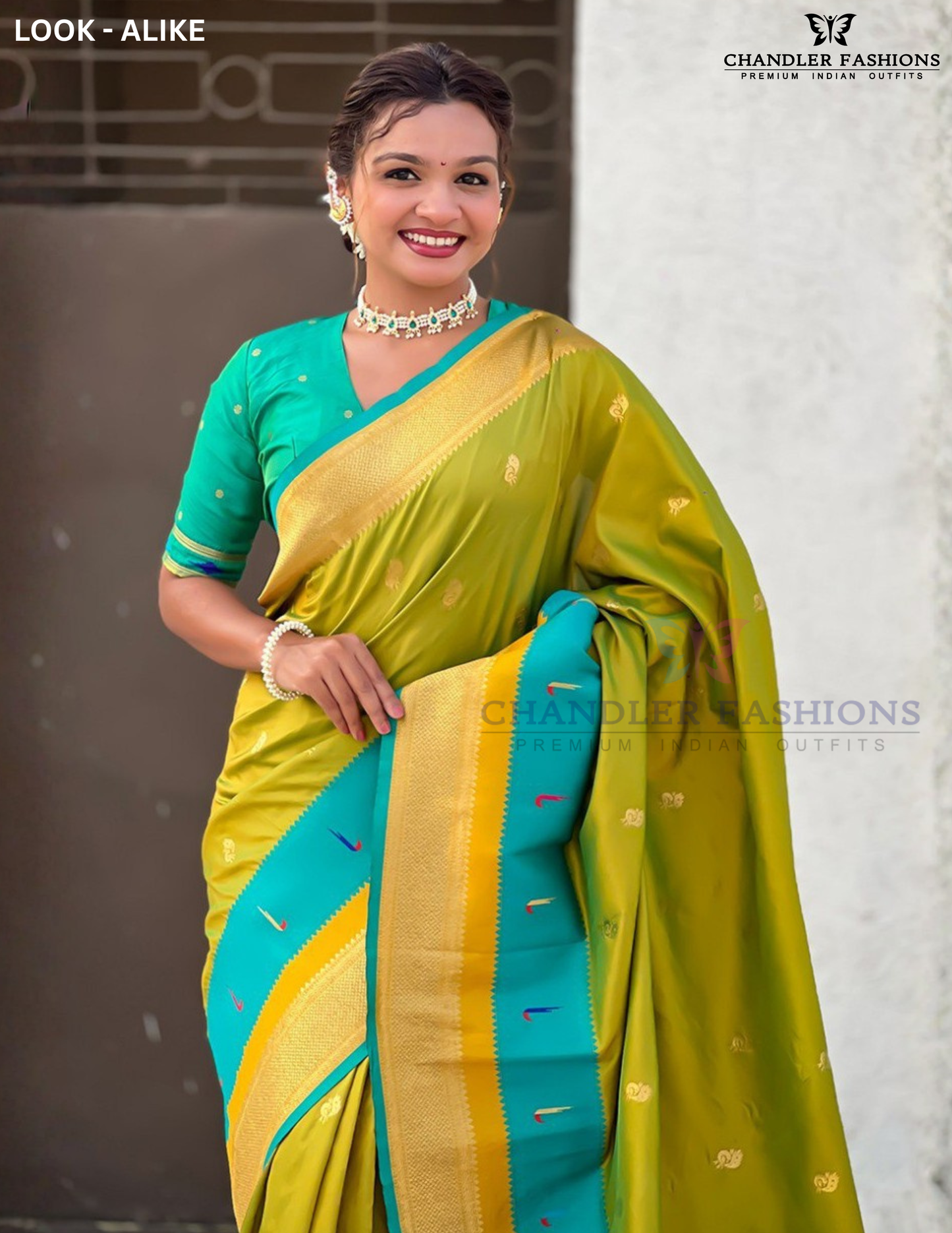 Mehendi Green Color Paithani Silk With Zari Work Saree Near Me