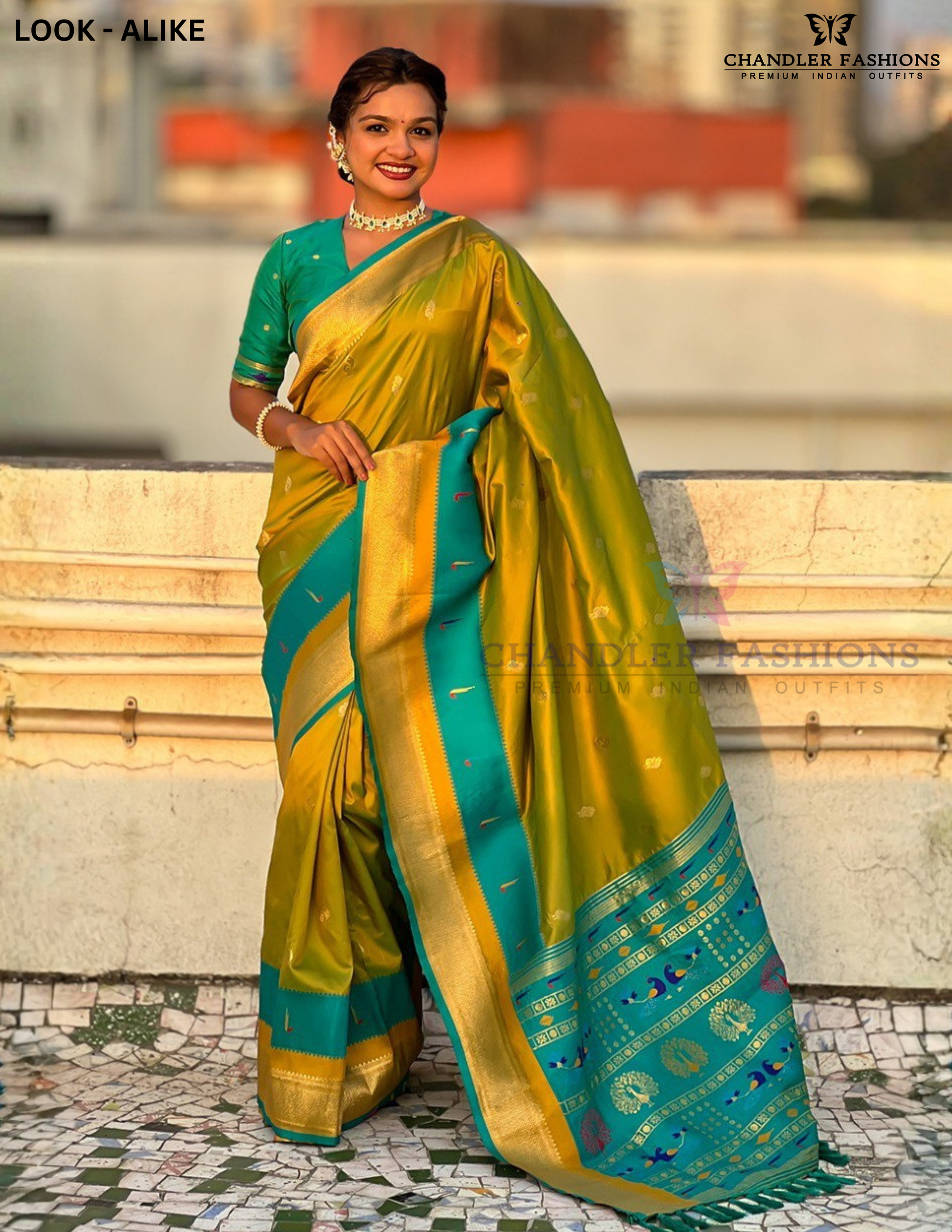 Fabulous Mehendi Green Color Paithani Silk With Contrast Pallu And Zari Work Saree