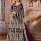 Amazing Wine Color Butterfly Net With Embroidered Anarkali Suit For Women