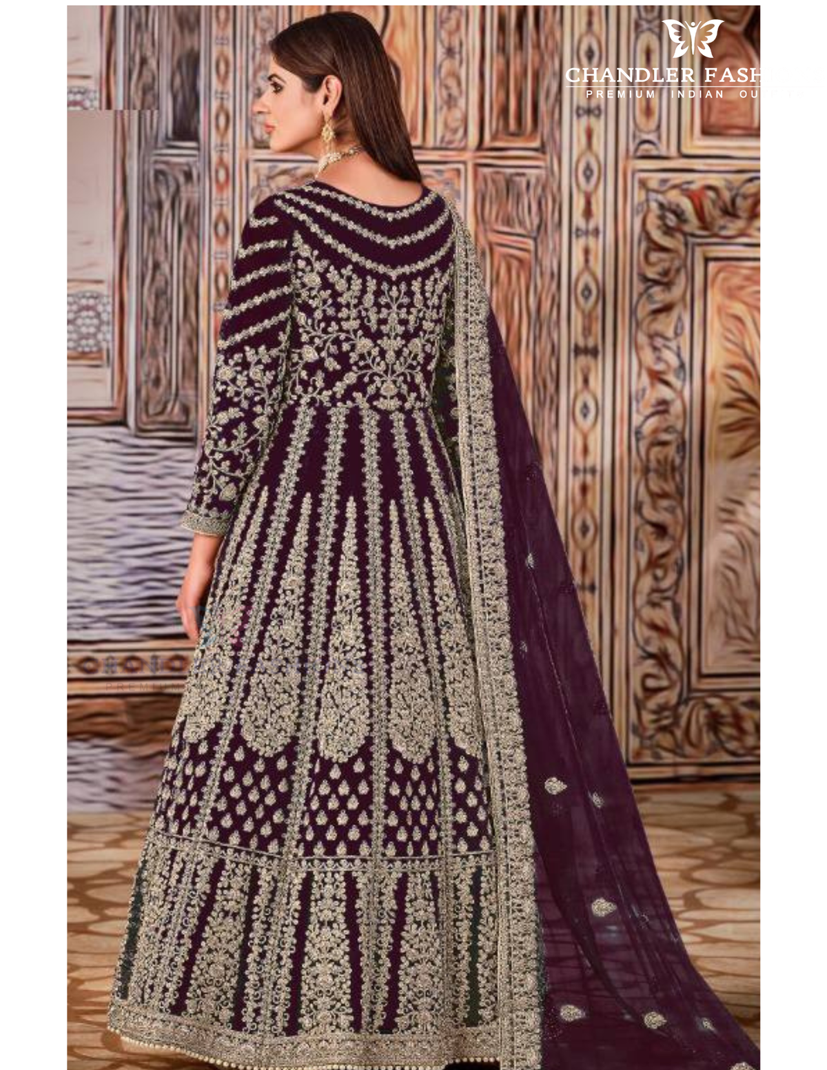 Amazing Wine Color Butterfly Net With Embroidered Anarkali Suit Near Me