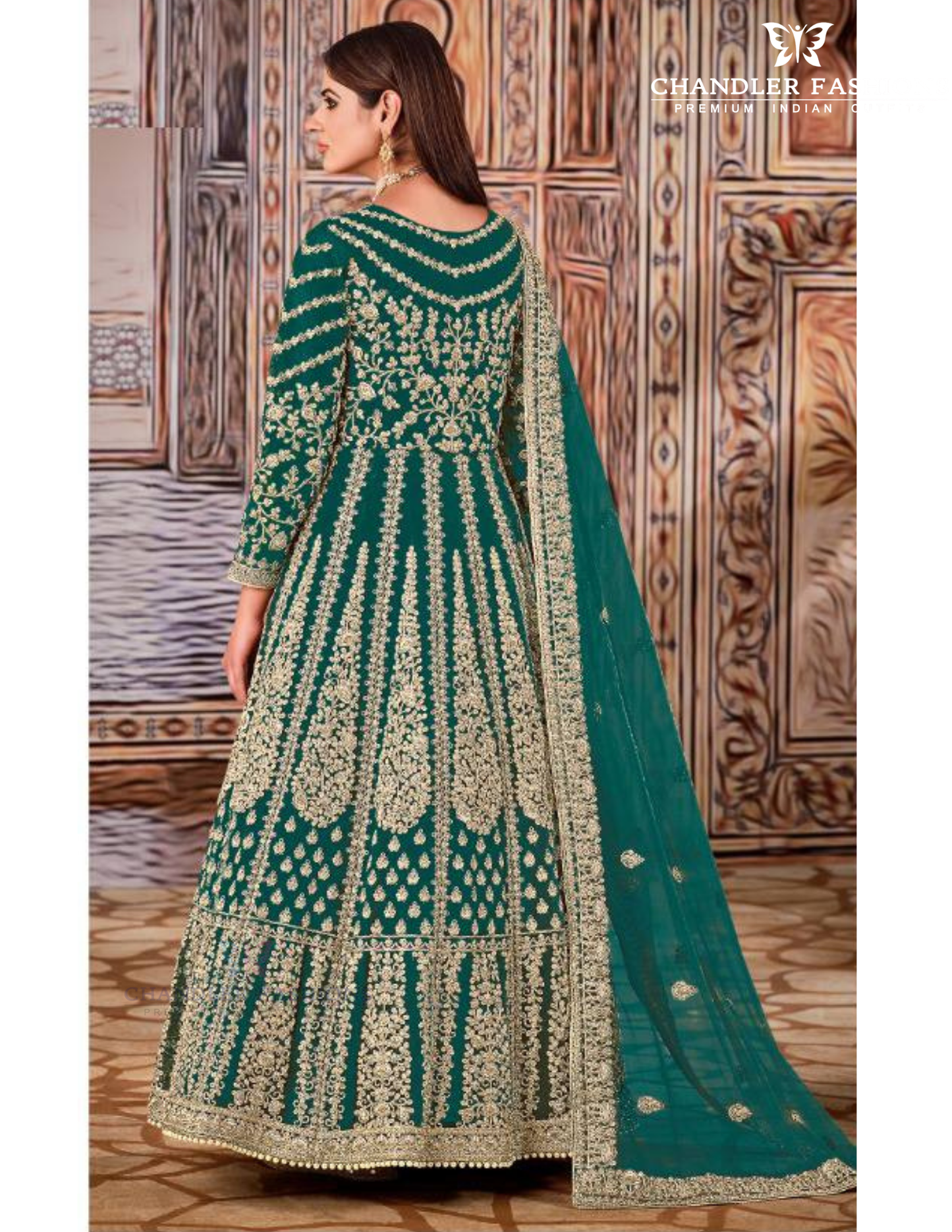 Amazing Green Color Butterfly Net With Embroidered Anarkali Gown Near Me