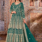 Amazing Green Color Butterfly Net With Embroidered Anarkali Gown For Women