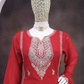 Red Color Chinon Silk With Embroidery Work Palazzo Suit In USA