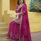 Attractive Rani Pink Color Chinon Silk With Embroidery And Sequins Work Sharara Suits