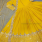 Fabulous Yellow Color Georgette With Embroidery And Sequins Work Long Gown With Dupatta