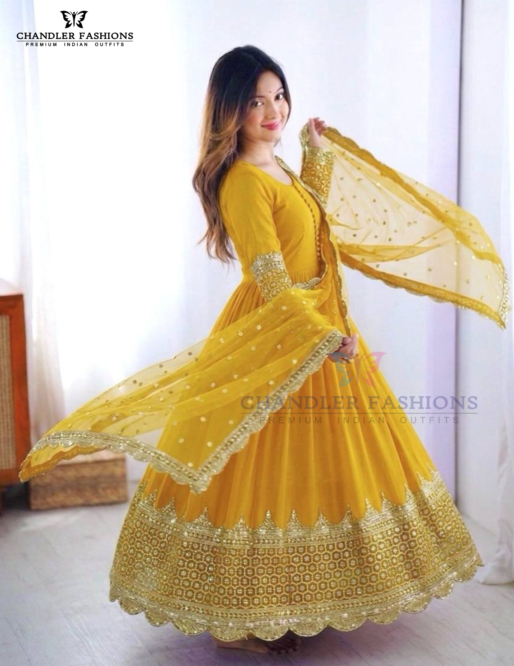 Georgette With Embroidery And Sequins Work Long Gown In USA