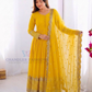 Yellow Color Georgette With Embroidery And Sequins Work Long Gown Near Me