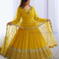 Fabulous Yellow Color Georgette With Embroidery And Sequins Work Long Gown With Dupatta
