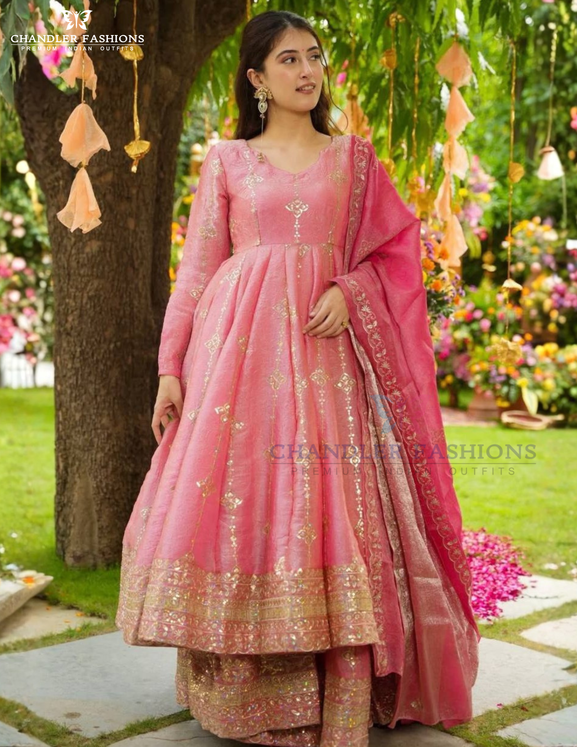 Crunchy Silk With Embroidery And Sequins Work Anarkali Suits In USA