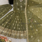 Mehendi Green Color Crunchy Silk Anarkali Suits In Phoenix