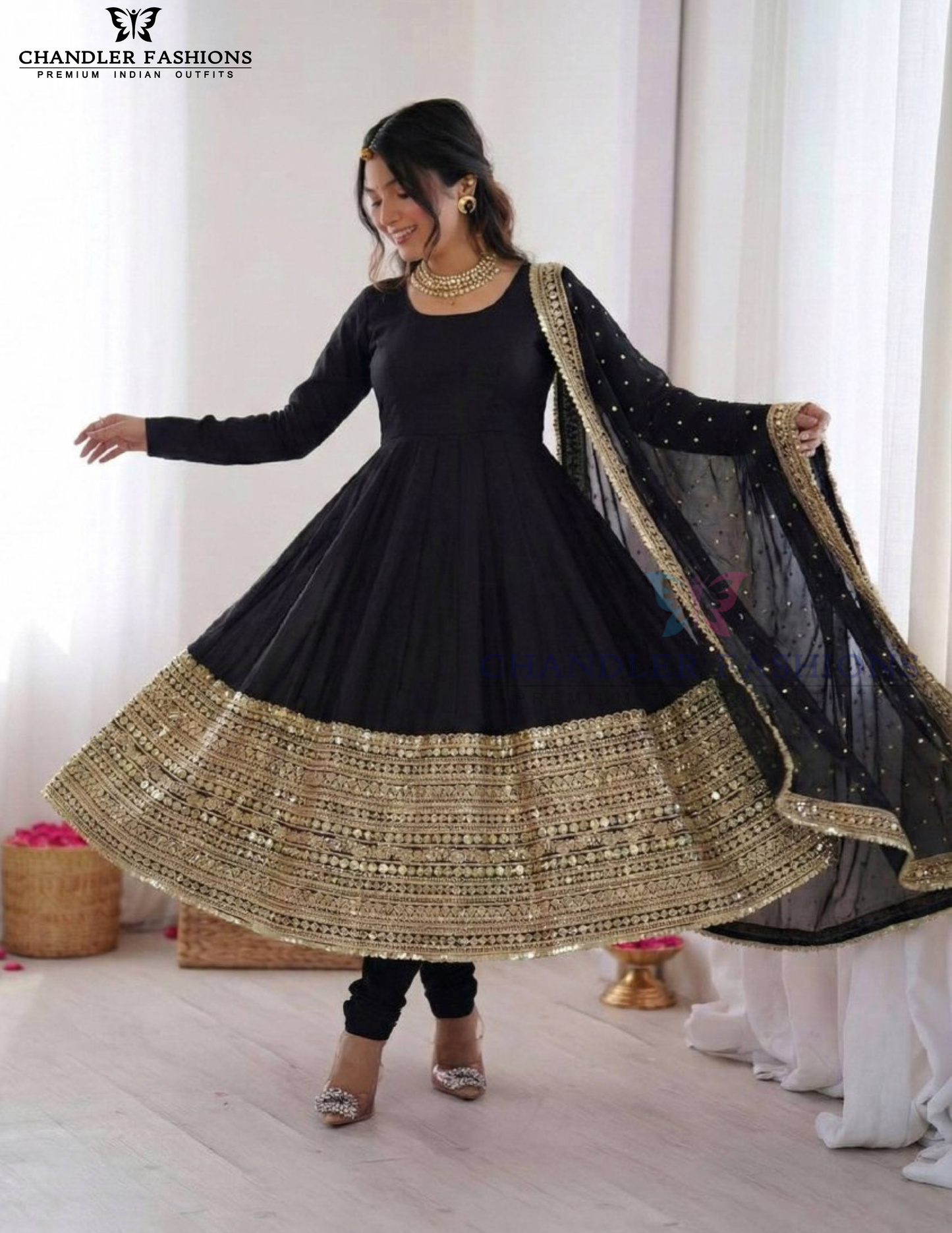 Roman Silk Sequins Work Anarkali Suits In Suncity