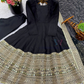 Black Color Roman Silk Sequins Work Anarkali Suits Near Me