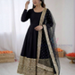 Attractive Black Color Roman Silk Sequins Work Anarkali Suits With Dupatta For Women