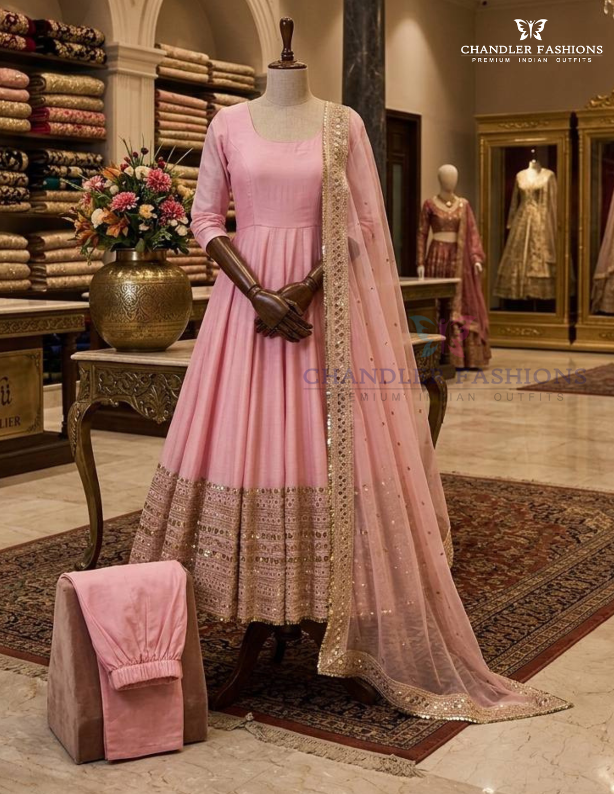 Roman Silk Sequins Work Anarkali Suits In Yuma