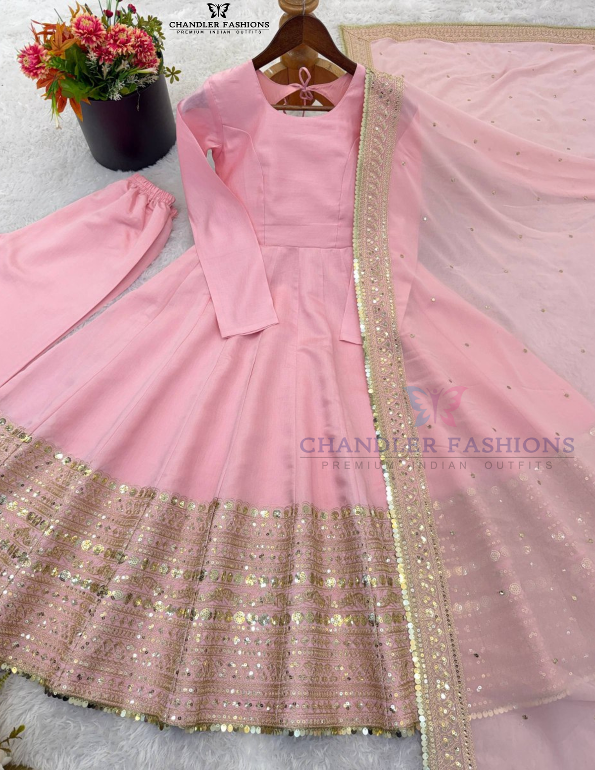 Light Pink Color Anarkali Suits With Dupatta In Surprise