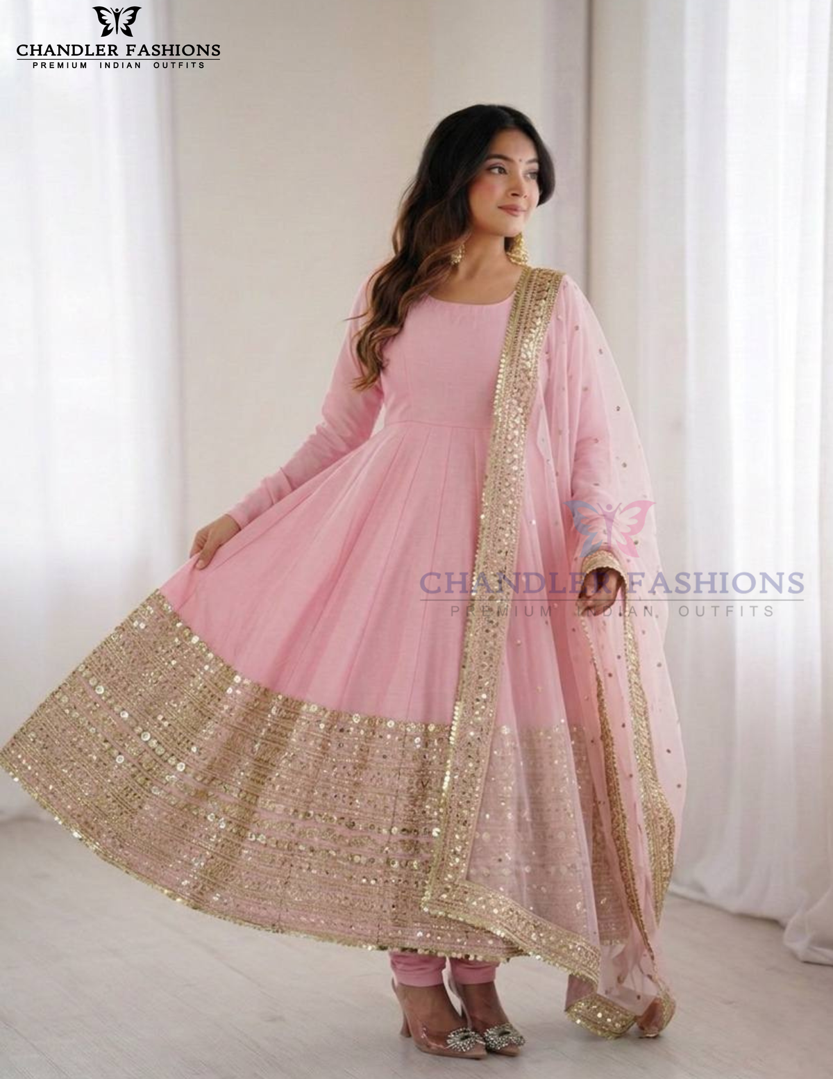 Sequins Work Anarkali Suits With Dupatta In Gilbert