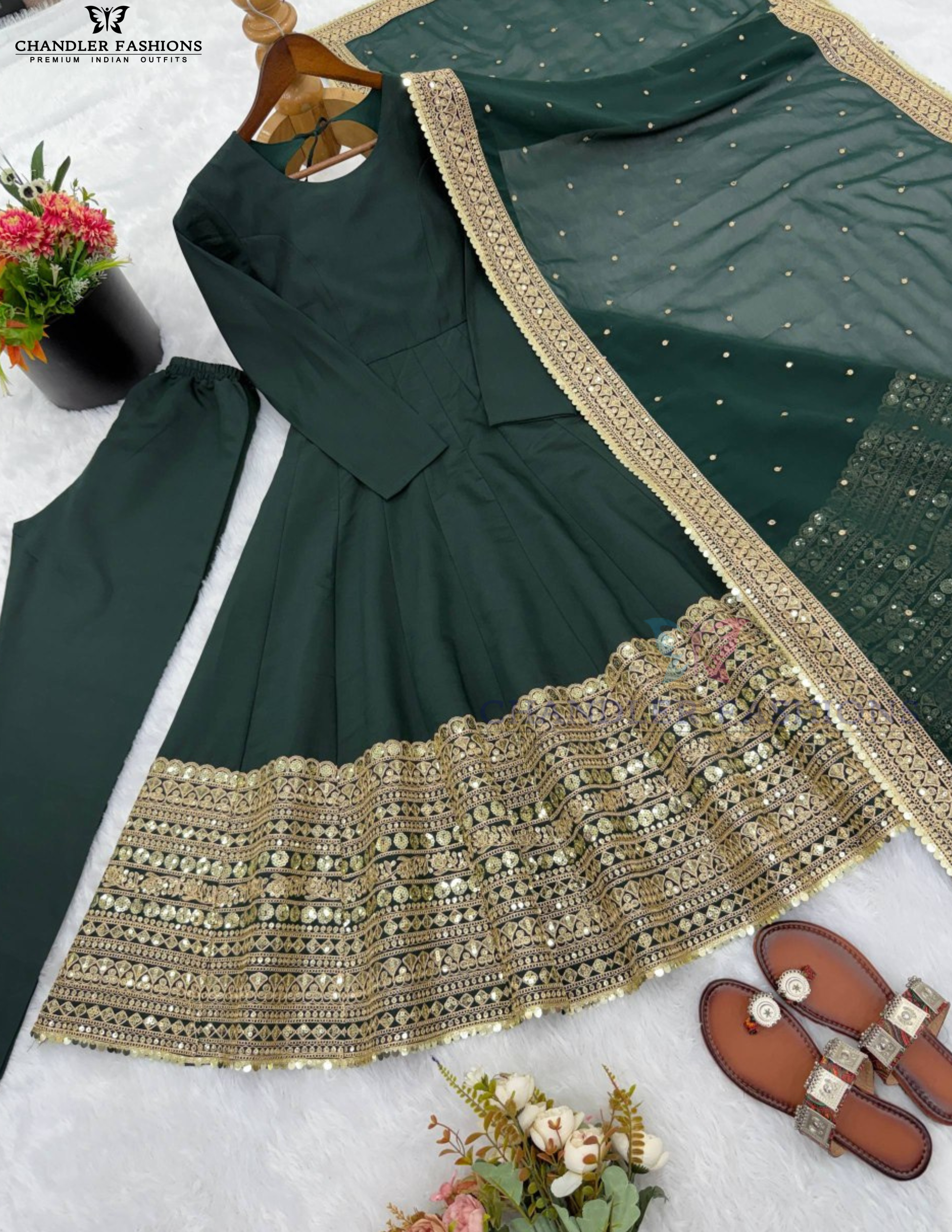 Roman Silk Sequins Work Anarkali Suits In Surprise
